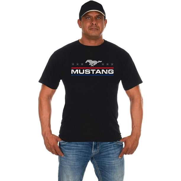 JH DESIGN GROUP Mens Ford Mustang Distressed Stars /& Bars Crew Neck T-Shirt